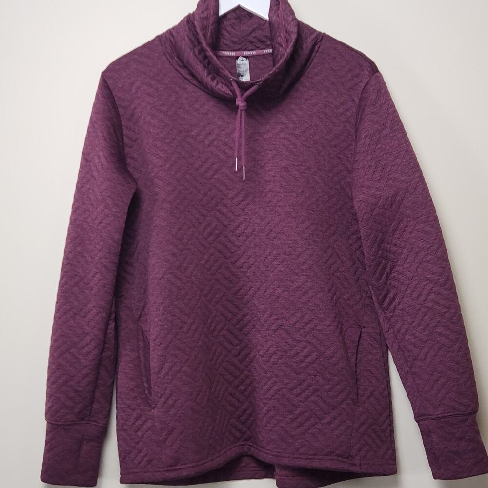 RBX Maroon Quilted Knit Cowl Neck Pullover Sweater Polyester Spandex L